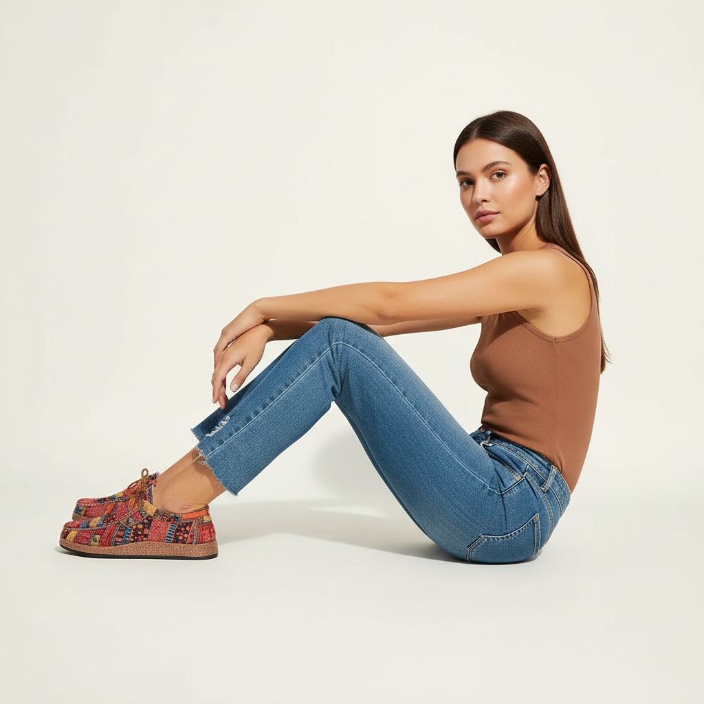 Elena Baskets Femme – Sneakers Décontractées à Motif Artistique et Confort Léger