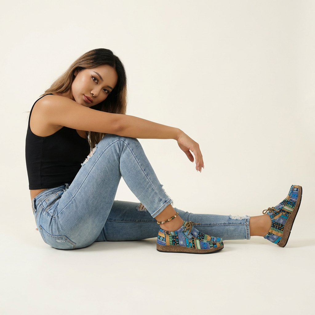Elena Women's Sneakers – Casual Sneakers with Artistic Pattern and Light Comfort