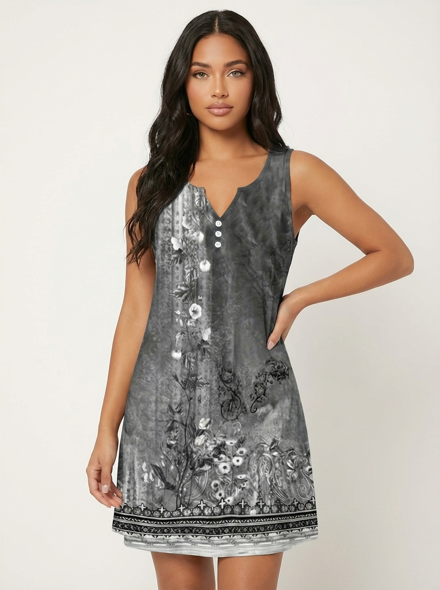 Vestido de verano Élodie para mujer – Estampado artístico colorido y corte fluido sin mangas