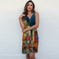 Élodie Robe d'Été Femme – Imprimé Artistique Coloré et Coupe Fluide Sans Manches