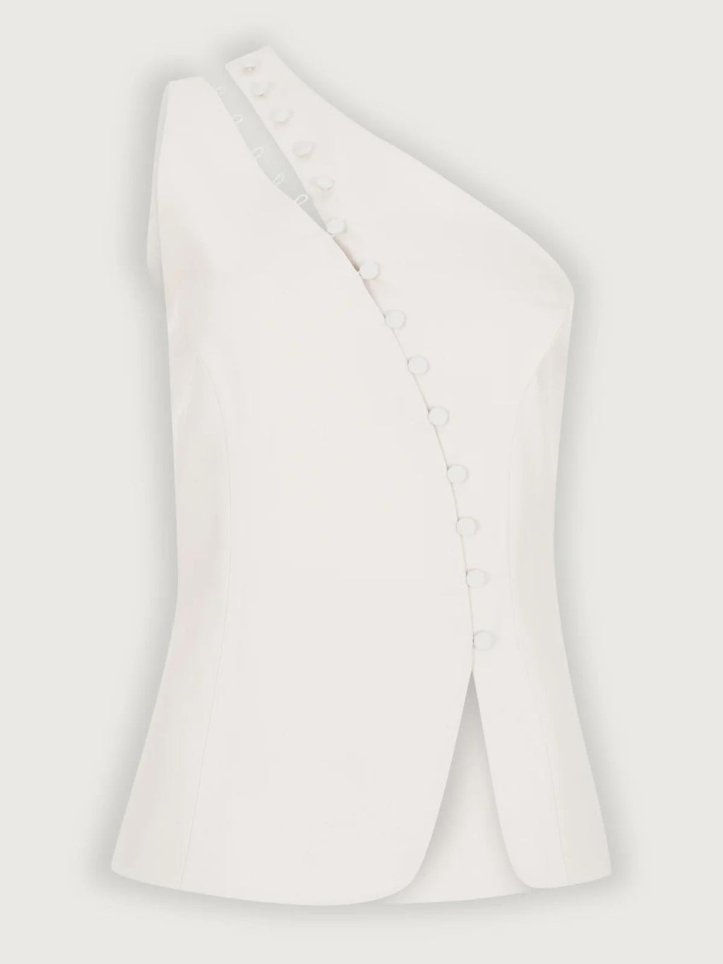 Maïwen Top Femme – Top Asymétrique One-Shoulder Sans Manches avec Boutons Décoratifs