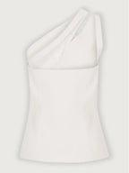 Maïwen Top Femme – Top Asymétrique One-Shoulder Sans Manches avec Boutons Décoratifs