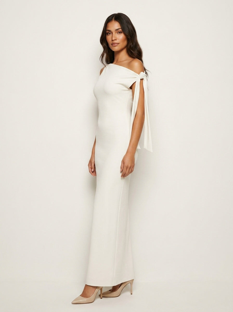 Marian Robe de Soirée Femme – Coupe One-Shoulder avec Nœud Élégant et Longueur Maxi