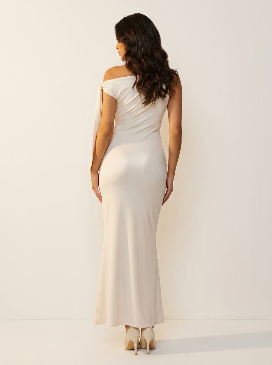 Marian Robe de Soirée Femme – Coupe One-Shoulder avec Nœud Élégant et Longueur Maxi