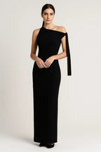 Marian Robe de Soirée Femme – Coupe One-Shoulder avec Nœud Élégant et Longueur Maxi