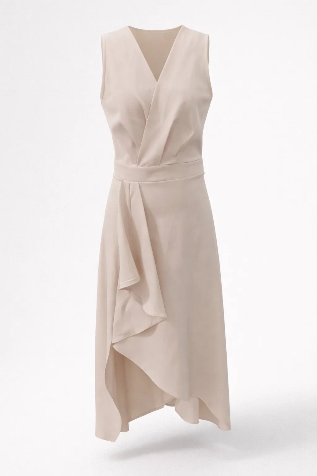 Sienna Robe Midi Femme Asymétrique Sans Manches à Encolure Portefeuille