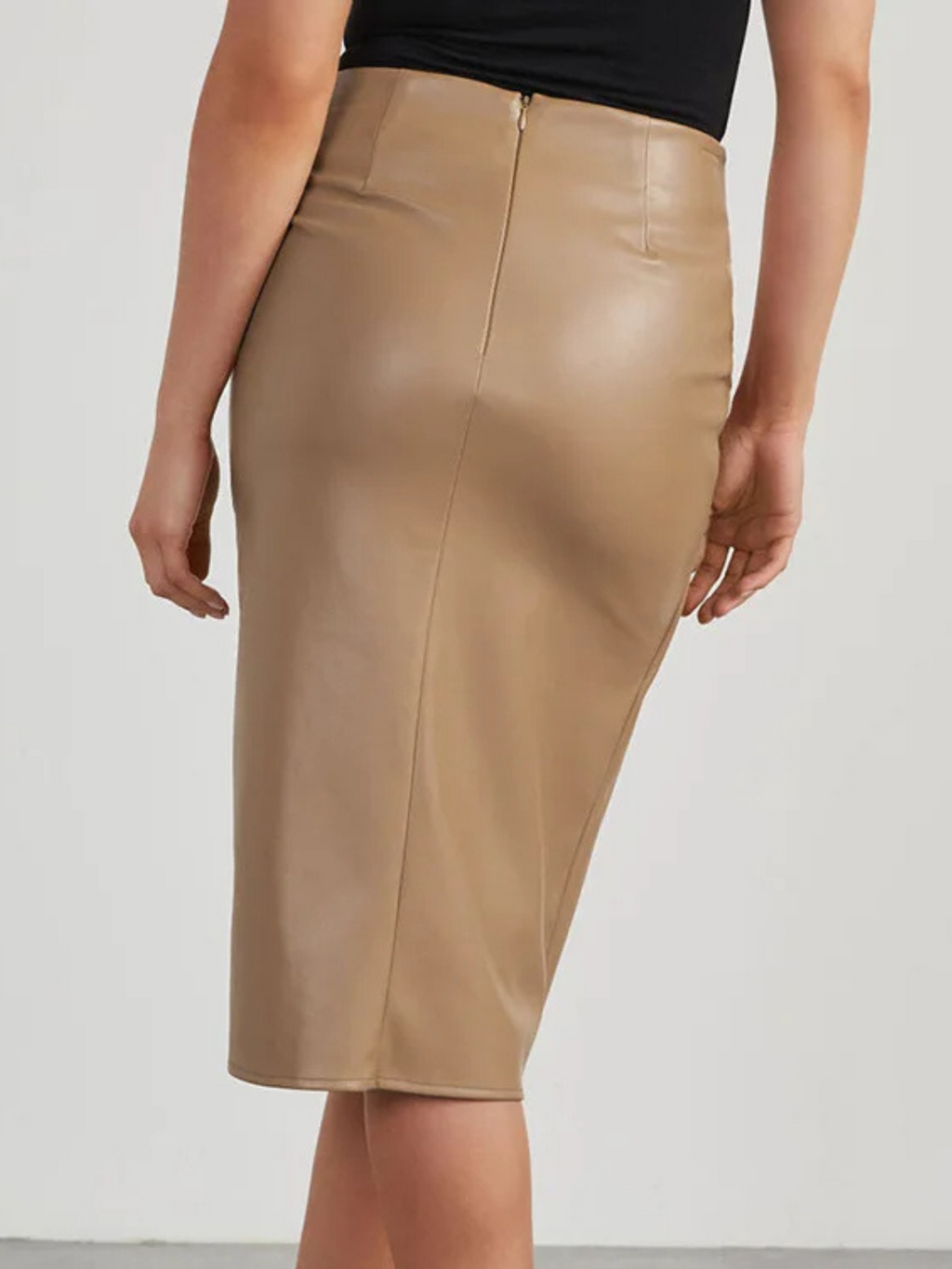Chiara Women's Asymmetric Midi Skirt – High-Waisted Vegan Leather