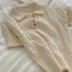 Maglione Polo Lison Donna – Maglione a Maniche Corte in Maglia con Colletto Bottonato