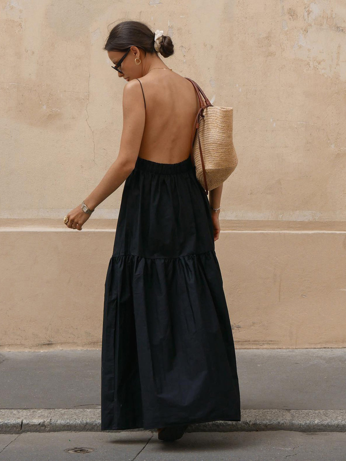 Charlene Robe Maxi Dos Nu – Robe Longue Élégante Sans Manches à Décolleté Profond