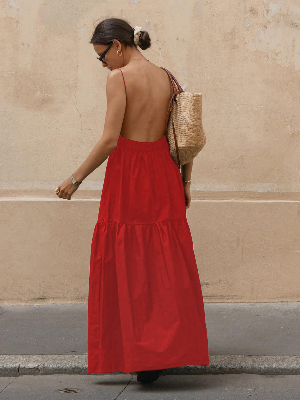 Charlene Robe Maxi Dos Nu – Robe Longue Élégante Sans Manches à Décolleté Profond