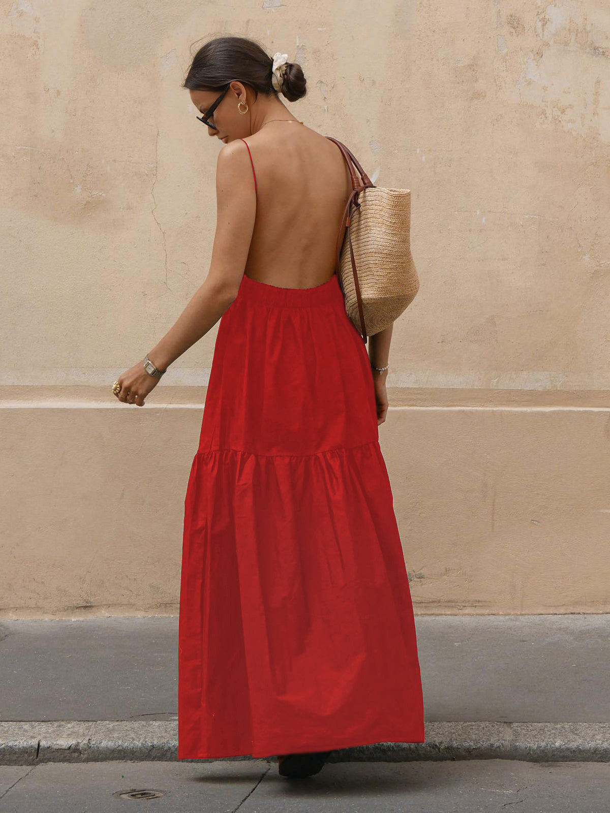 Charlene Robe Maxi Dos Nu – Robe Longue Élégante Sans Manches à Décolleté Profond