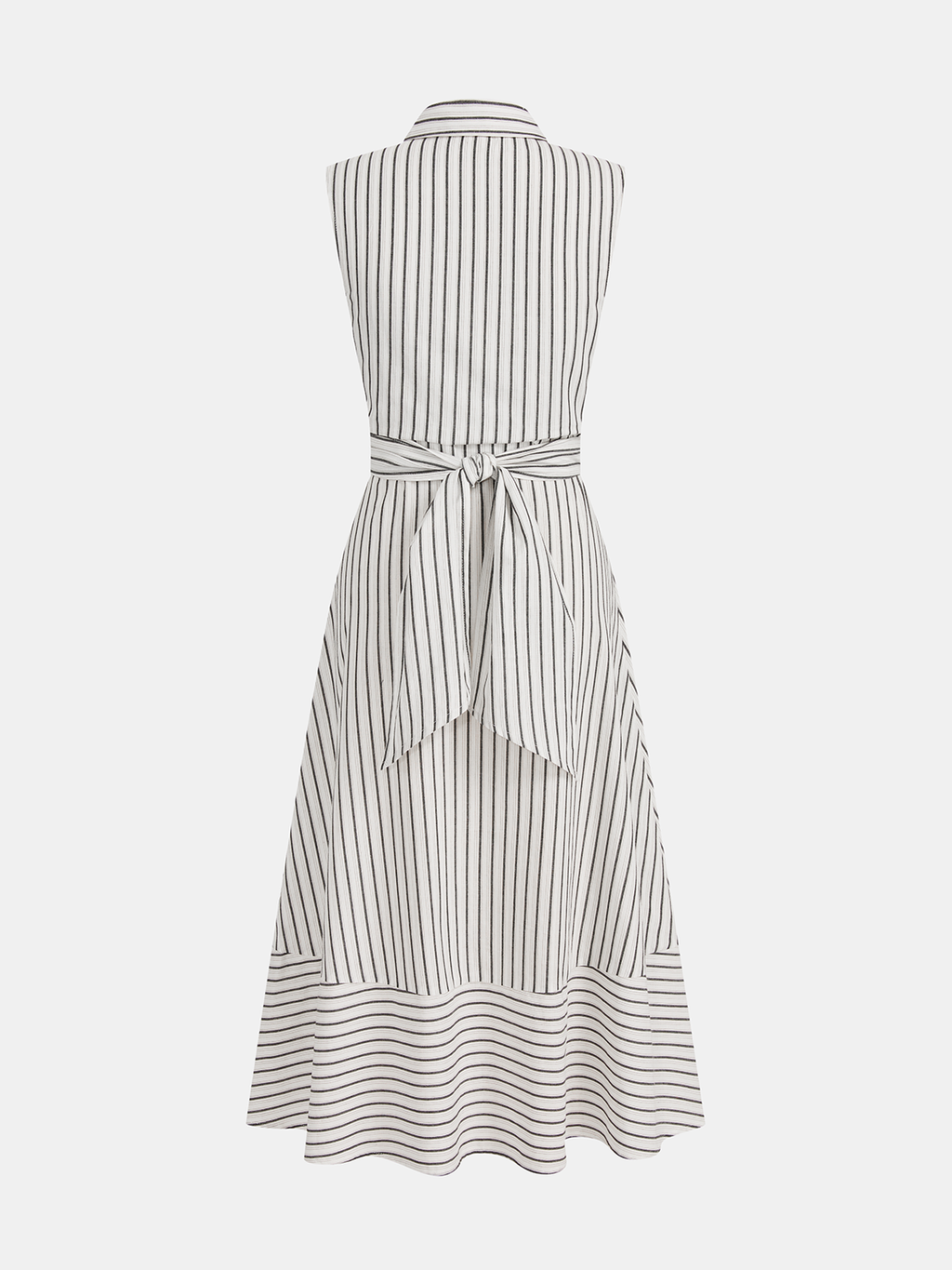 Angela Robe Midi Rayée – Robe Sans Manches Ceinturée en Coton