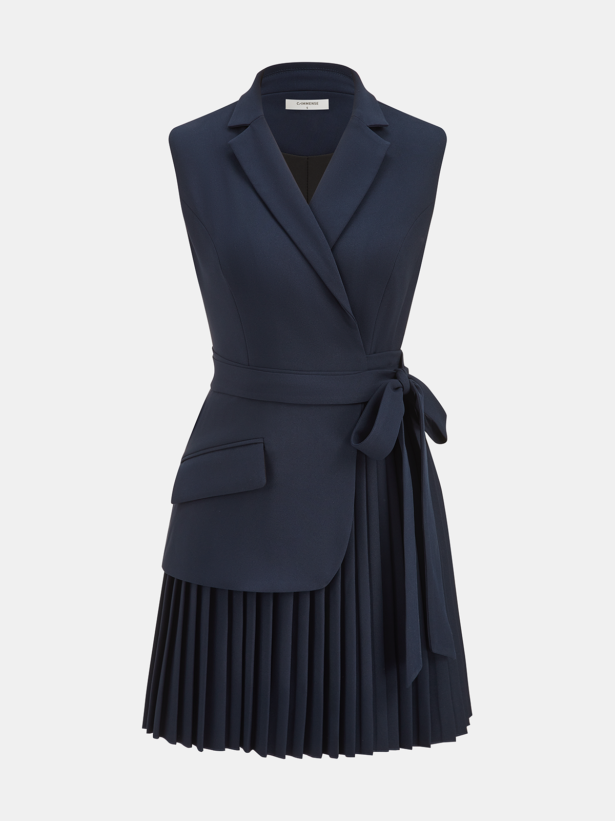 Maëlle Robe Blazer Sans Manches – Mini Robe Plissée Élégante avec Ceinture