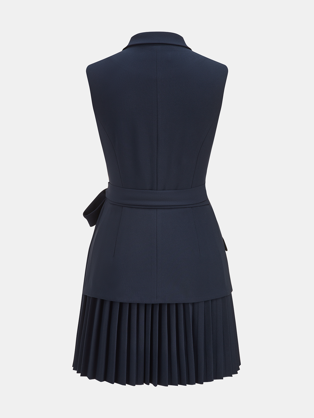 Maëlle Robe Blazer Sans Manches – Mini Robe Plissée Élégante avec Ceinture