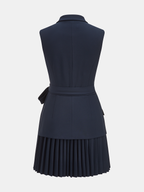 Maëlle Robe Blazer Sans Manches – Mini Robe Plissée Élégante avec Ceinture