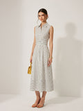 Angela Robe Midi Rayée – Robe Sans Manches Ceinturée en Coton