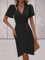 Elara Robe Cache-Cœur Femme – Robe Élégante à Col V avec Taille Nouée & Coupe Fluide