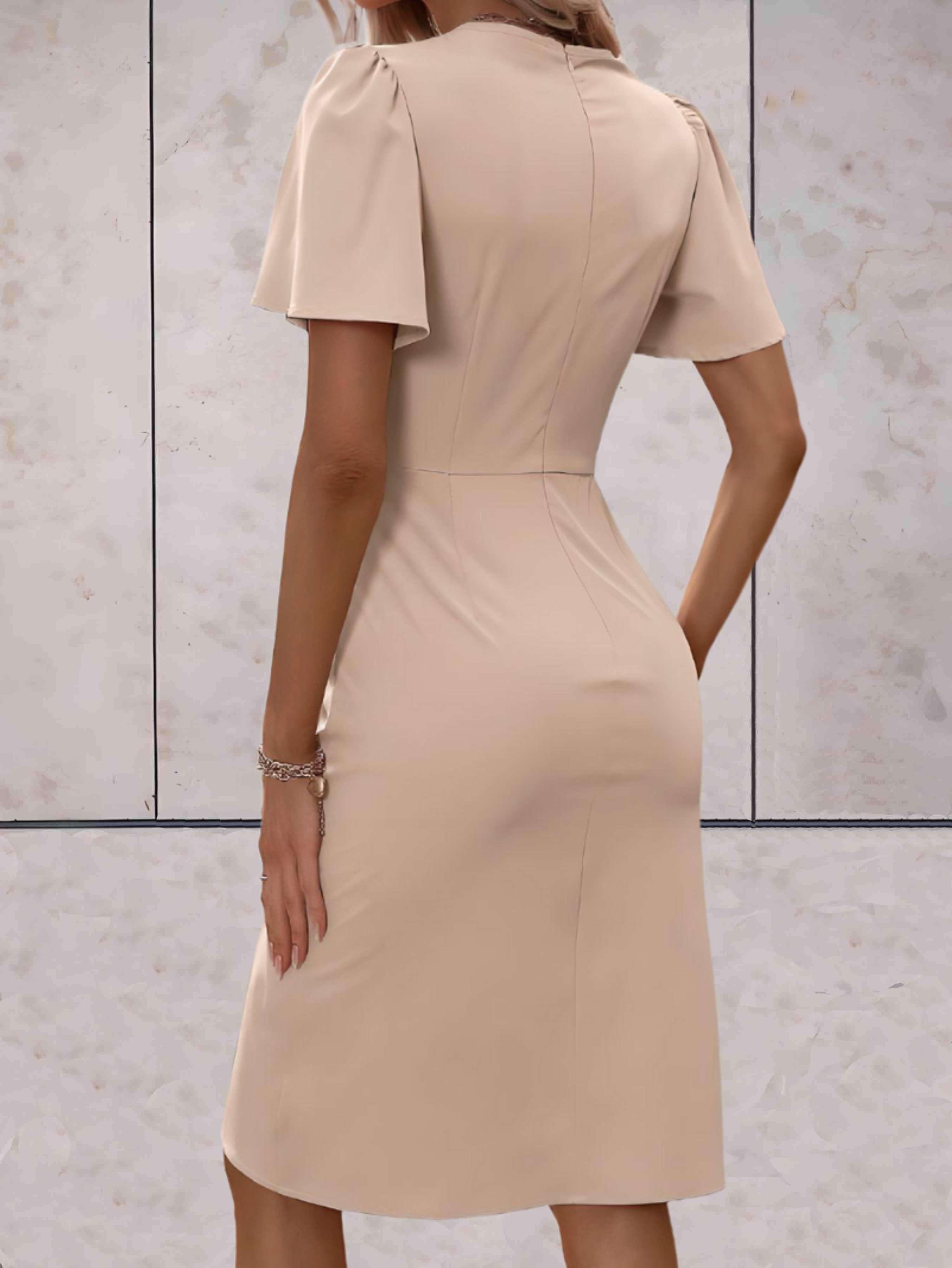 Elara Robe Cache-Cœur Femme – Robe Élégante à Col V avec Taille Nouée & Coupe Fluide