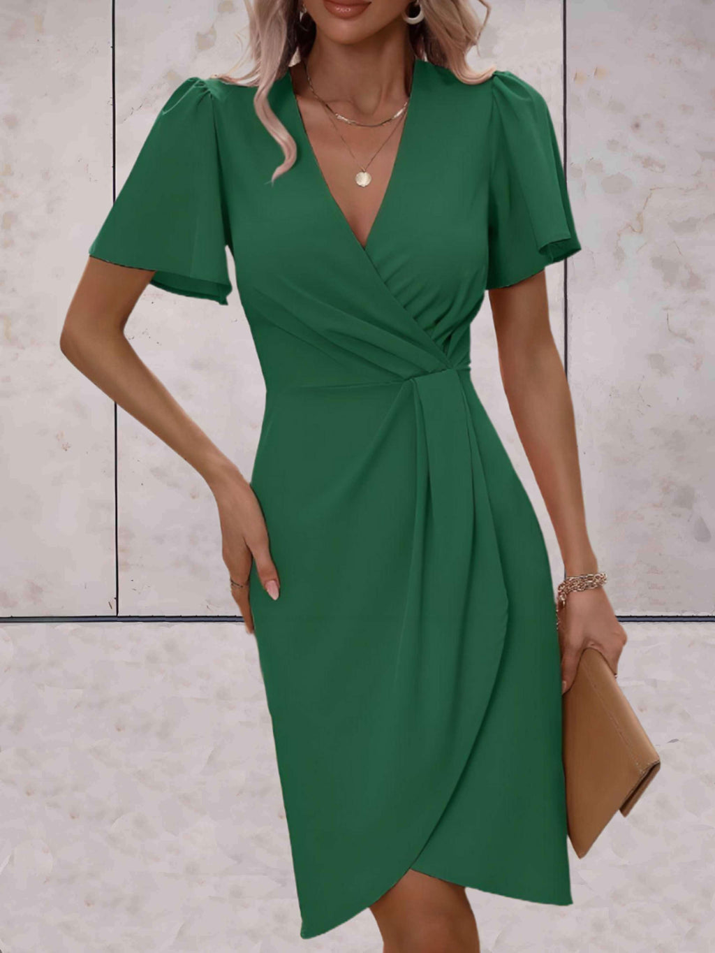 Elara Robe Cache-Cœur Femme – Robe Élégante à Col V avec Taille Nouée & Coupe Fluide
