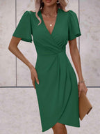 Elara Robe Cache-Cœur Femme – Robe Élégante à Col V avec Taille Nouée & Coupe Fluide
