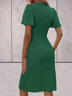 Elara Robe Cache-Cœur Femme – Robe Élégante à Col V avec Taille Nouée & Coupe Fluide