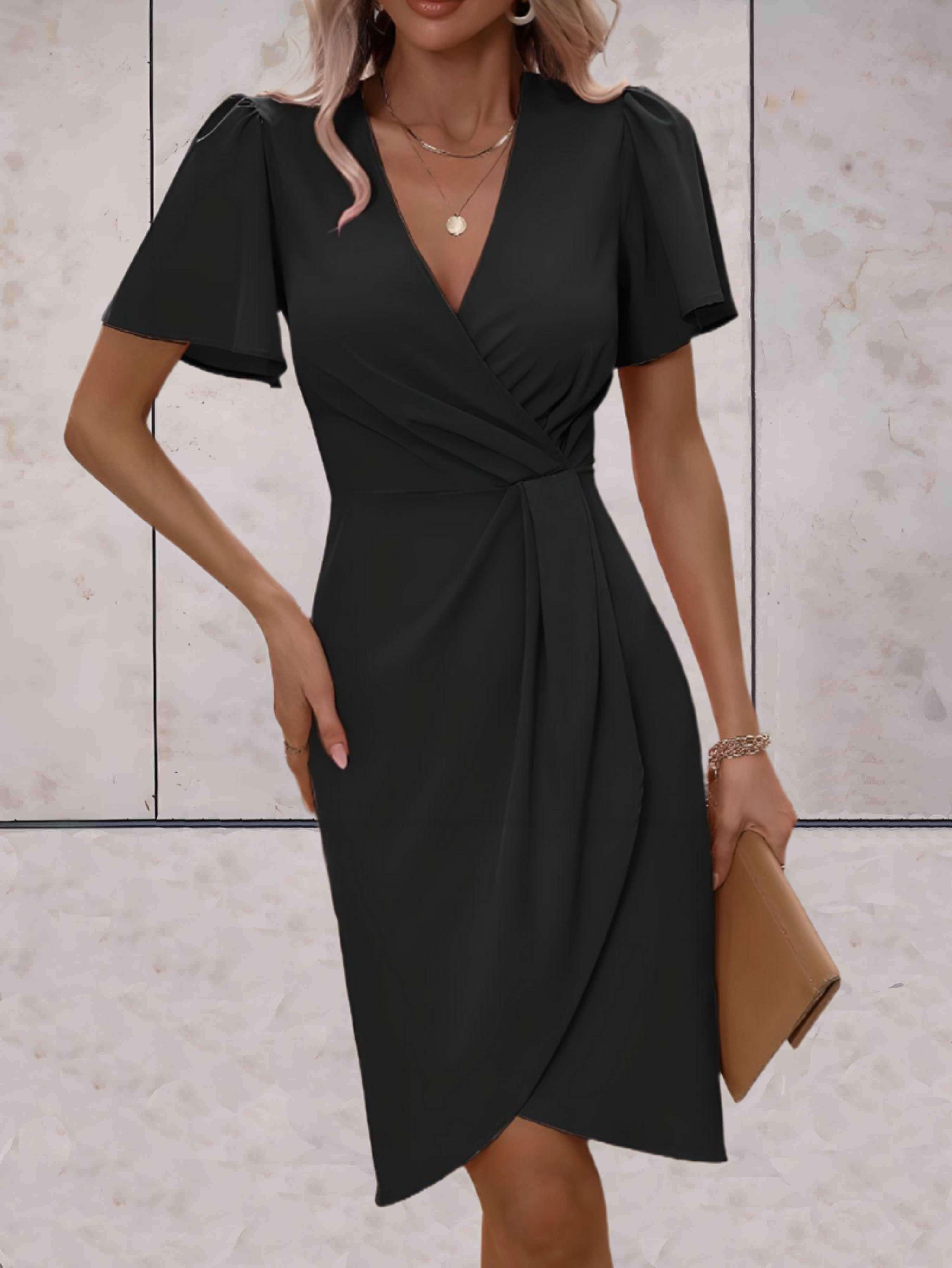 Elara Robe Cache-Cœur Femme – Robe Élégante à Col V avec Taille Nouée & Coupe Fluide