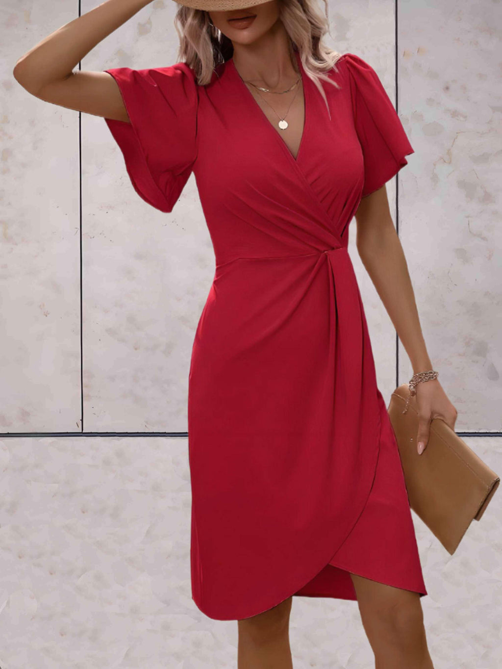 Elara Robe Cache-Cœur Femme – Robe Élégante à Col V avec Taille Nouée & Coupe Fluide