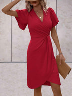 Elara Robe Cache-Cœur Femme – Robe Élégante à Col V avec Taille Nouée & Coupe Fluide