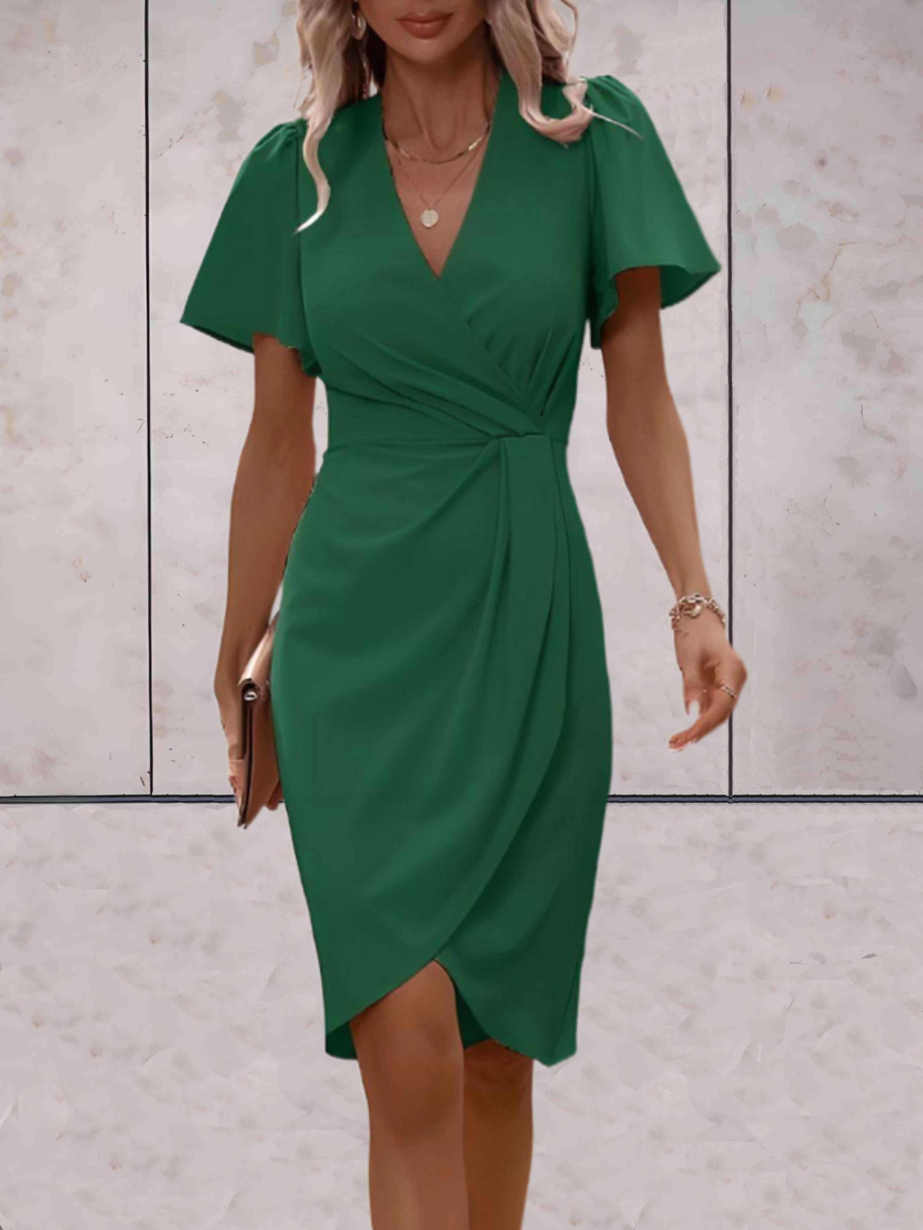 Elara Robe Cache-Cœur Femme – Robe Élégante à Col V avec Taille Nouée & Coupe Fluide
