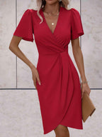 Elara Robe Cache-Cœur Femme – Robe Élégante à Col V avec Taille Nouée & Coupe Fluide