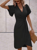 Elara Robe Cache-Cœur Femme – Robe Élégante à Col V avec Taille Nouée & Coupe Fluide