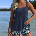 Tankini a Rayas Léonie – Conjunto de Baño de Dos Piezas con Short de Playa  
