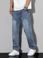 Aurélien Men's Baggy Jeans – Wide Faded Jeans with Streetwear Style