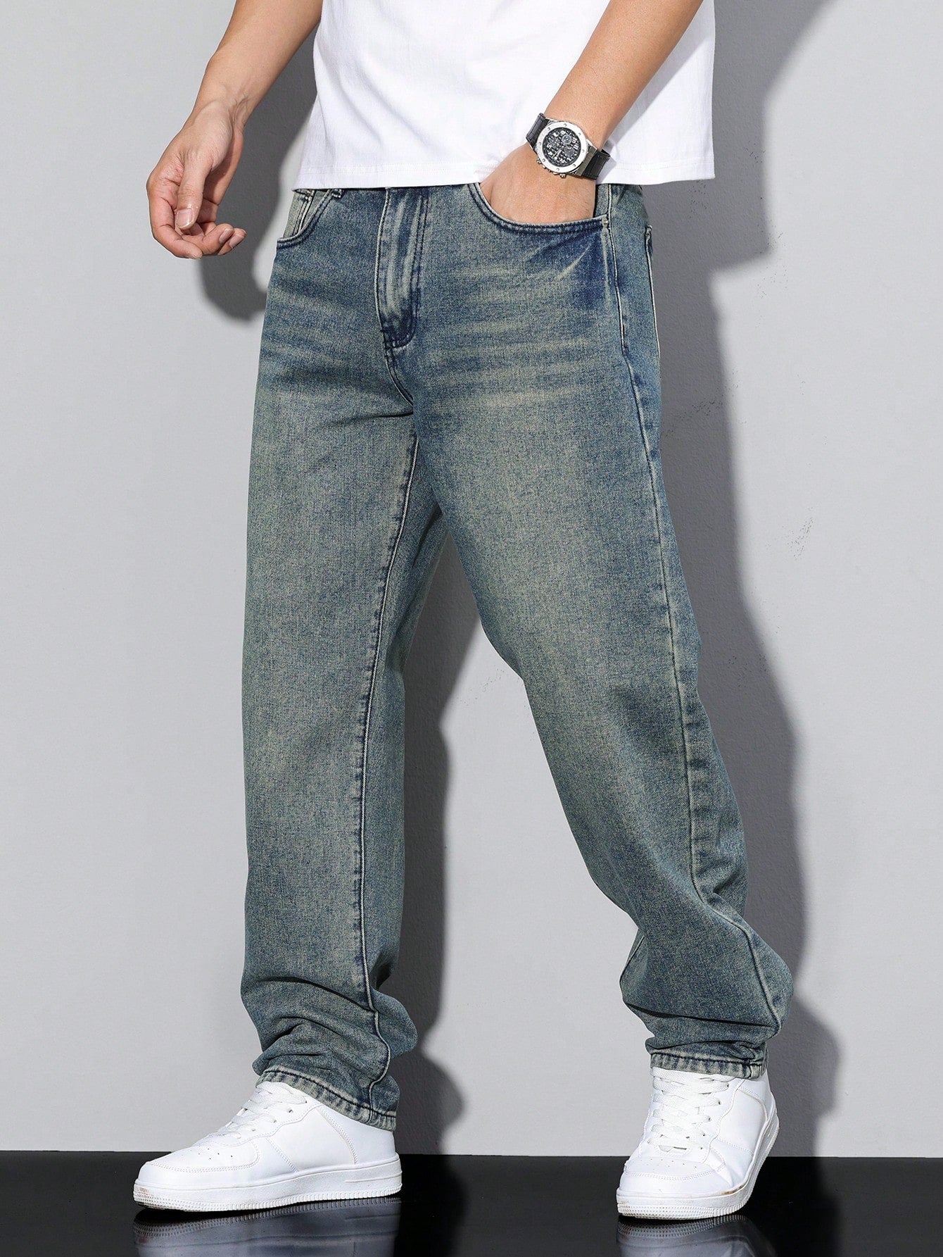 Aurélien Jean Baggy Homme – Jean Large Effet Délavé au Style Streetwear