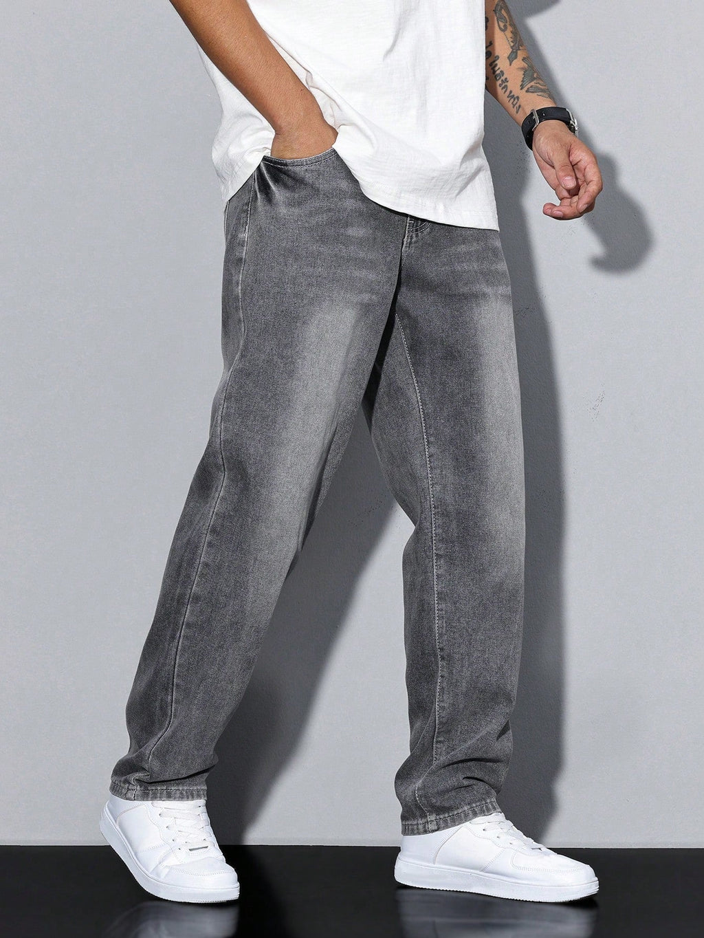 Aurélien Men's Baggy Jeans – Wide Faded Jeans with Streetwear Style