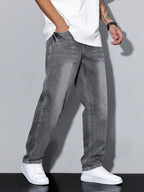 Aurélien Men's Baggy Jeans – Wide Faded Jeans with Streetwear Style