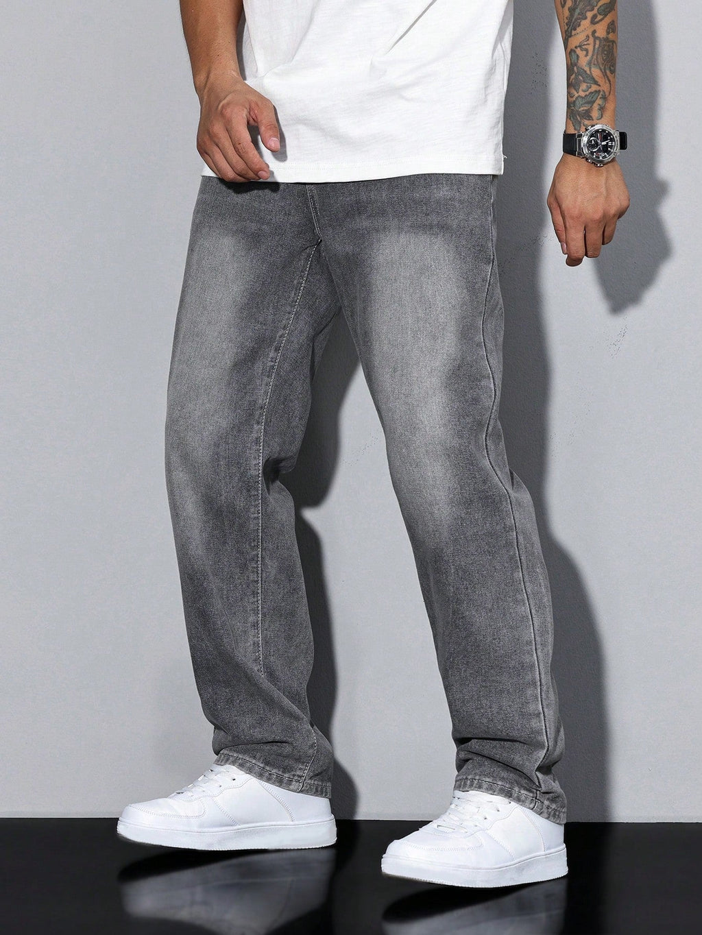 Aurélien Men's Baggy Jeans – Wide Faded Jeans with Streetwear Style