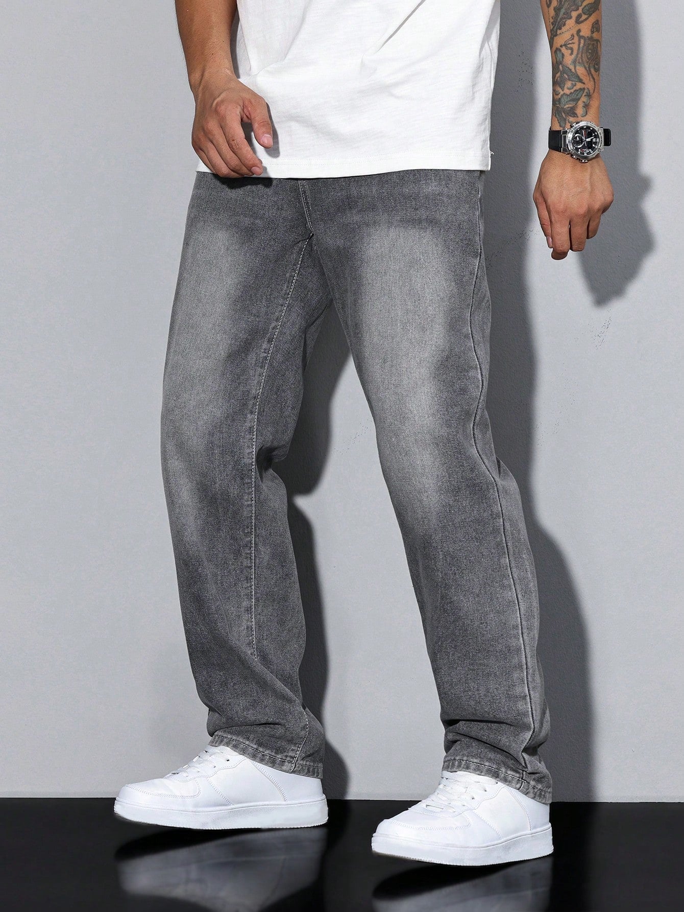 Aurélien Men's Baggy Jeans – Wide Faded Jeans with Streetwear Style