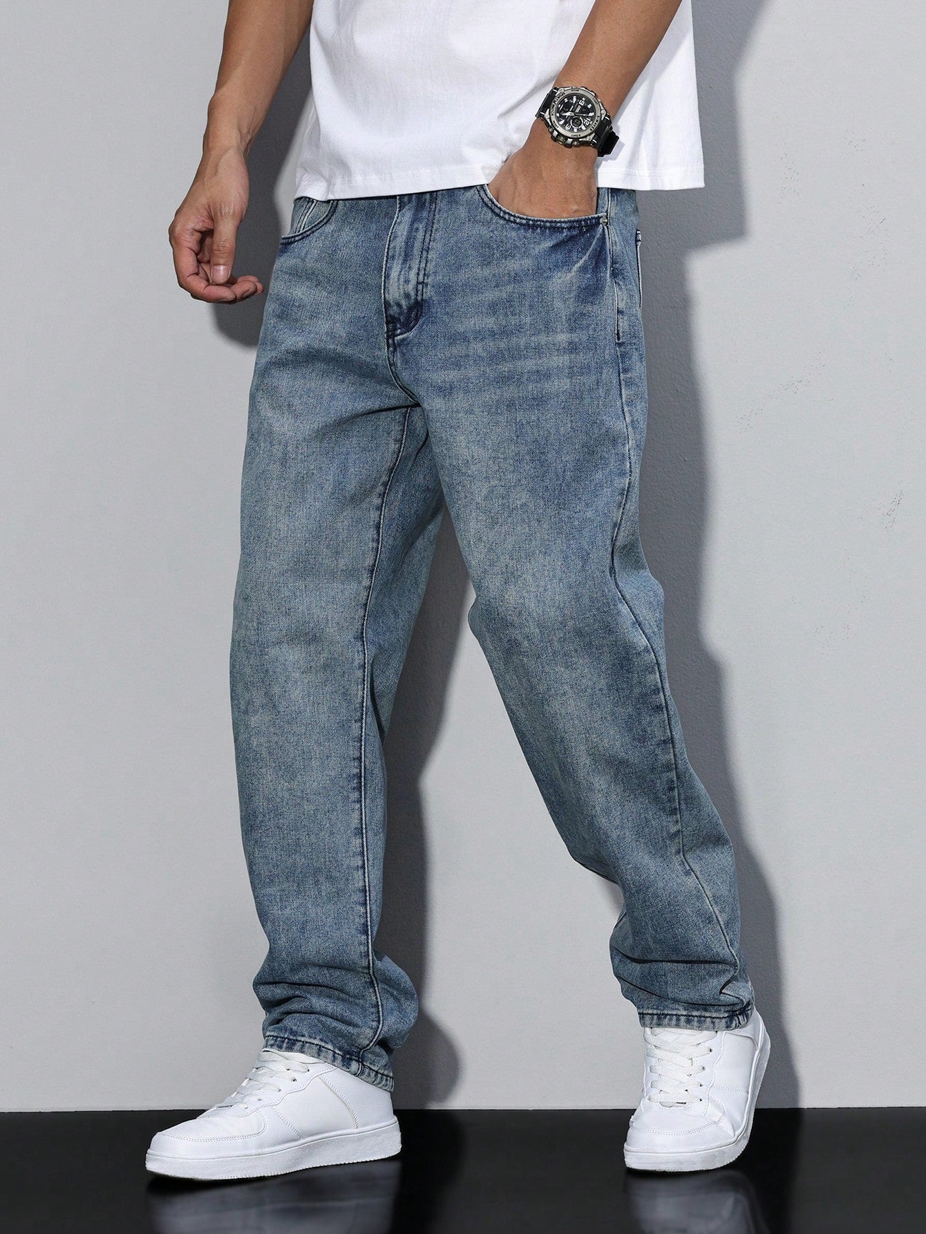 Aurélien Jean Baggy Homme – Jean Large Effet Délavé au Style Streetwear