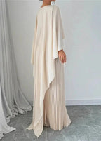 Bianca Robe Maxi Femme Cape Plissée Élégante pour Cérémonies et Soirées Chic