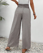 Bailey Pantalon Large Femme – Taille Haute Élégante avec Motif Imprimé et Coupe Fluide