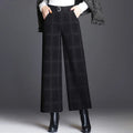 Avery Pantalon Femme à Carreaux Coupe Large Taille Haute Élégant Chic