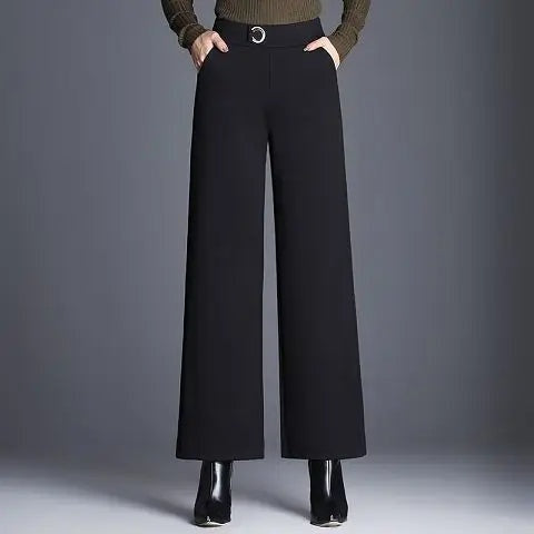 Avery Pantalon Femme à Carreaux Coupe Large Taille Haute Élégant Chic