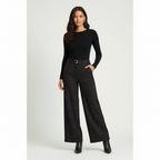 Avery Pantalon Femme à Carreaux Coupe Large Taille Haute Élégant Chic