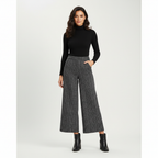 Avery Pantalon Femme à Carreaux Coupe Large Taille Haute Élégant Chic
