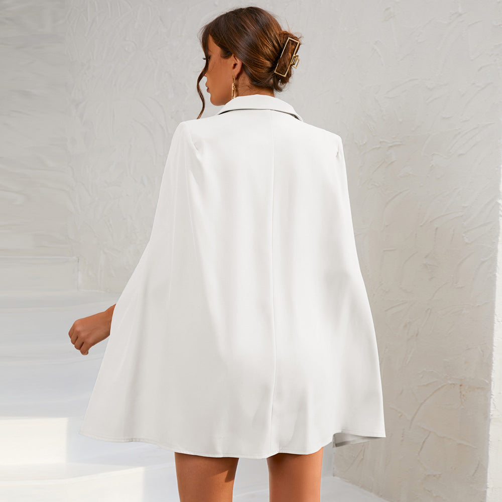 Maristelle Robe Blazer Femme – Robe Élégante avec Cape, Ceinture et Boutonnage Croisé