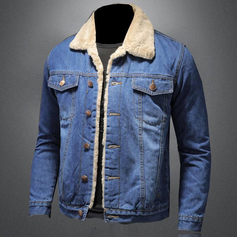 Matteo Veste en Denim Homme – Veste Doublée Chaude au Style Vintage Intemporel