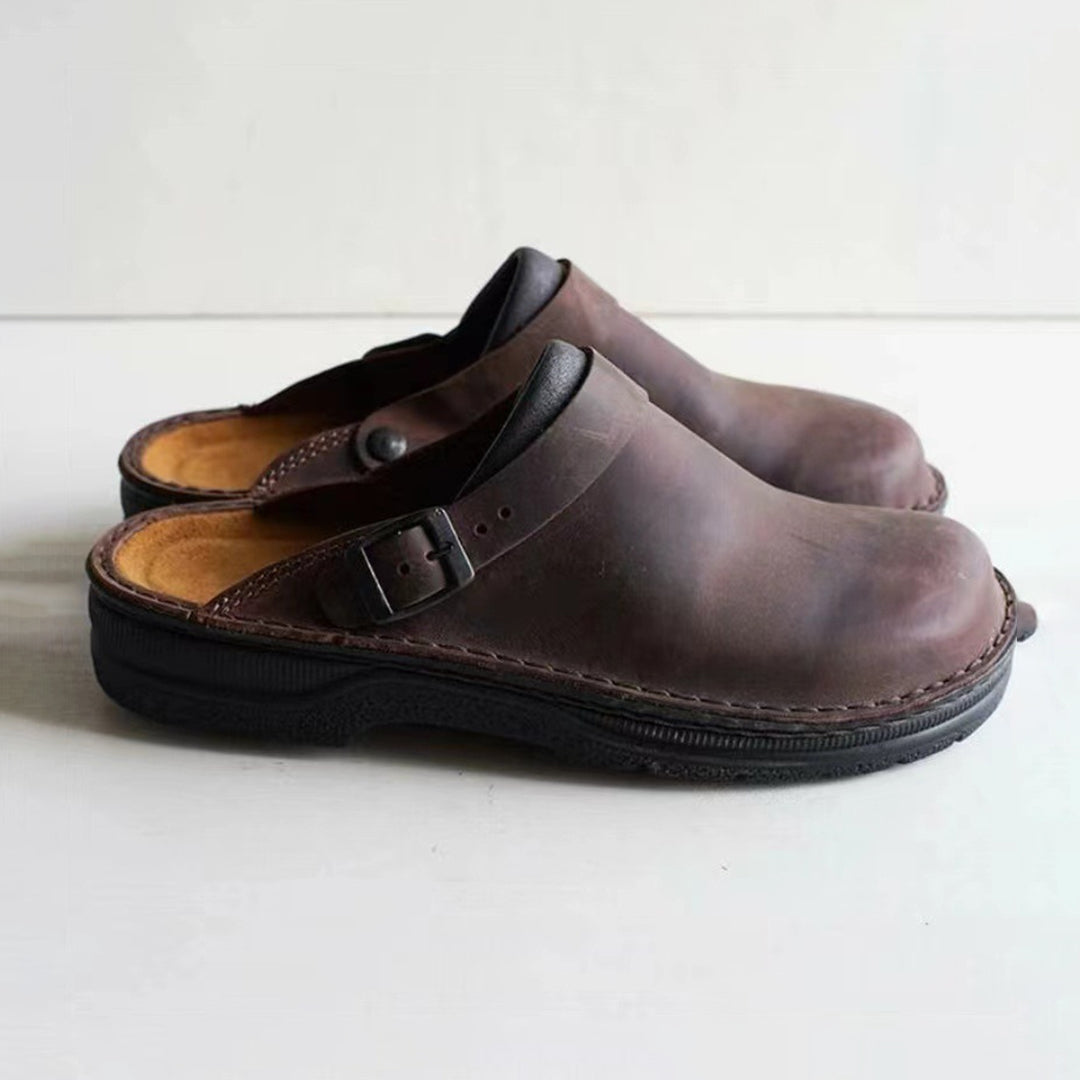 Gabin Claquettes Homme – Sandales en Cuir avec Semelle Antidérapante