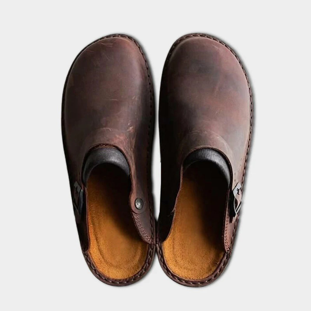Gabin Claquettes Homme – Sandales en Cuir avec Semelle Antidérapante