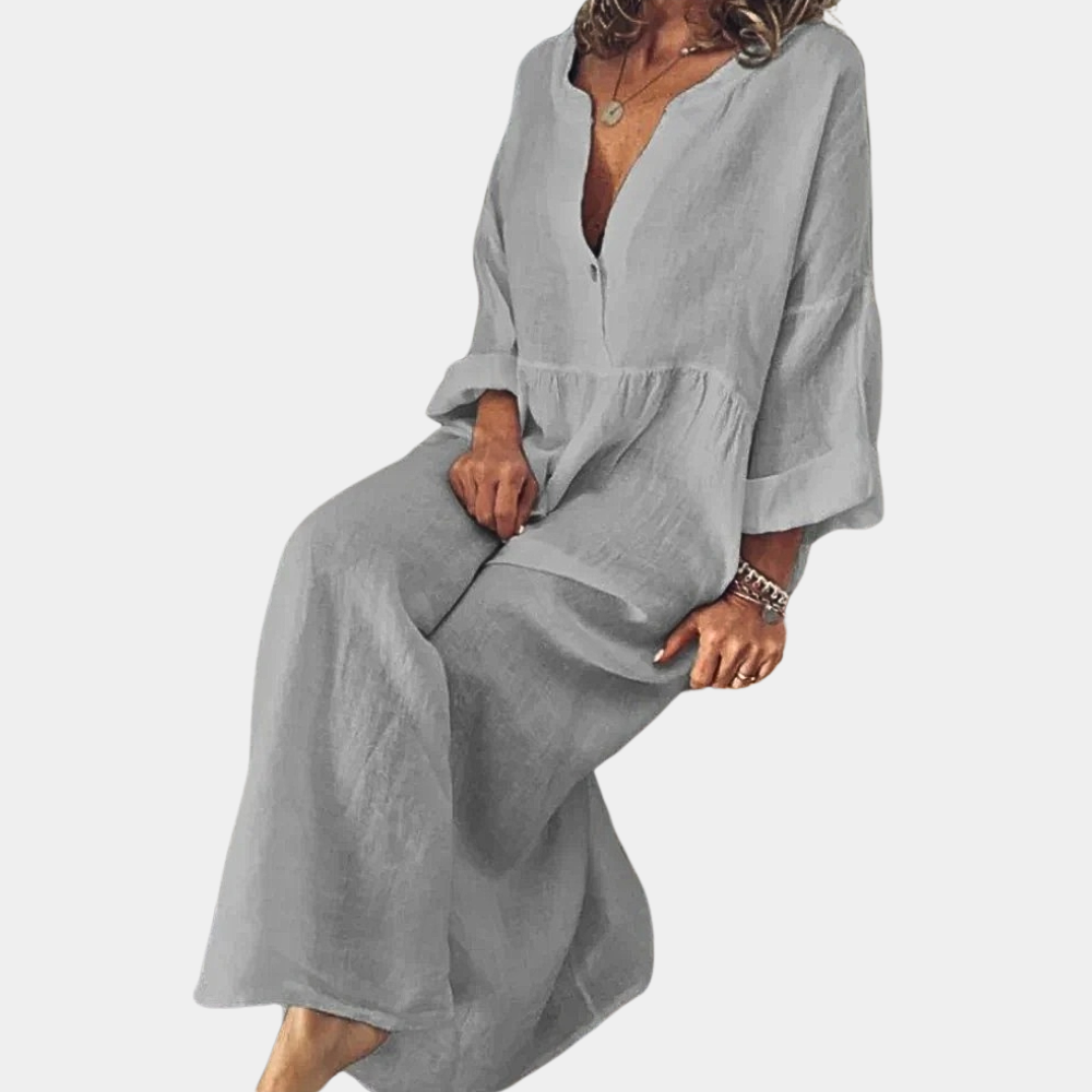 Éliane Robe Femme – Robe Monochrome Élégante pour le Quotidien
